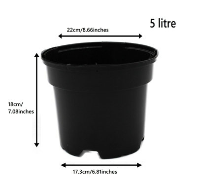 Black Plastic Plant Pot Flower Pots 5 Litres x 100 Pots