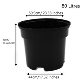 Black Plastic Plant Pot Flower Pots 80 Litres x 10 Pots