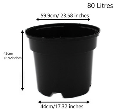 Black Plastic Plant Pot Flower Pots 80 Litres x 100 Pots