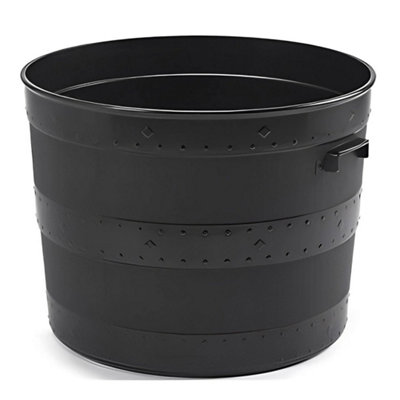 BLACK PLASTIC PLANTER PLANT POT TUB GARDEN PATIO BLACKSMITH BARREL OUT ...