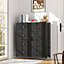 Black Plastic Storage Cabinet Freestanding with 8 Drawers 88cm W x 30cm D x 97.5cm H