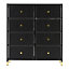 Black Plastic Storage Cabinet Freestanding with 8 Drawers 88cm W x 30cm D x 97.5cm H