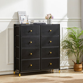 Black Plastic Storage Cabinet Freestanding with 8 Drawers 97.5cm (H)