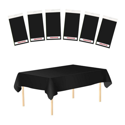 Black Plastic Table Cover, Disposable Wipe Clean Waterproof Tablecloth - 54"x108"