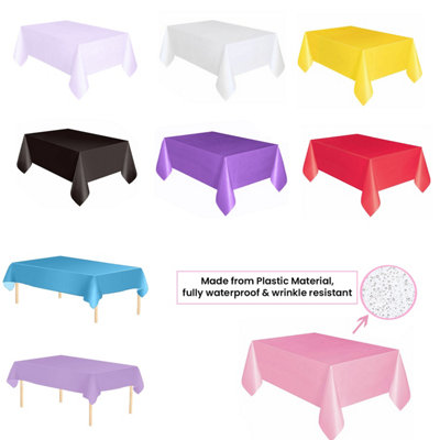 Black Plastic Table Cover, Disposable Wipe Clean Waterproof Tablecloth - 54"x108"