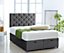 Black Plush Foot Lift Ottoman Bed With Memory Spring Mattress And Studded Headboard 6.0 FT Super King