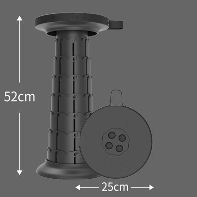 Black Portable Folding Camping Telescopic Stool Heightened Lotus Model