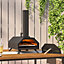 Black Portable Garden Countertop Pizza Oven BBQ Smoker with Pizza Stone and Chimney