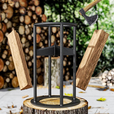 Black Portable Manual Heavy Duty Carbon Steel Firewood Splitter Log Wood Cutter