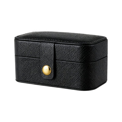 Black Portable Mini Jewellery Box with Velvet Lining and Snap Button ...