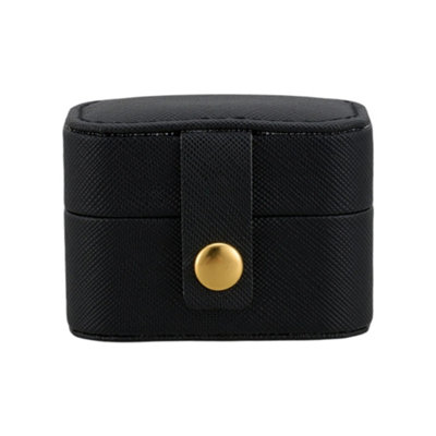 Black Portable Mini Ring Holder Storage Box with Velvet Lining and Snap ...