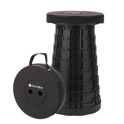 Black Portable Telescopic Stool, Collapsible Plastic Stool for