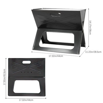 Black Portable X-shaped Barbecue Charcoal Grill