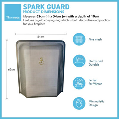 Black powder-coated FIRESIDE FIREGUARD SPARK GUARD FIRE SCREEN with ...