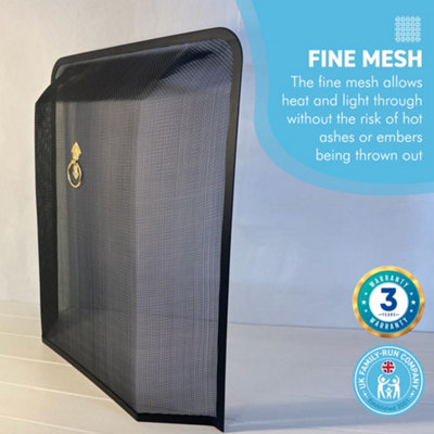 Black powder-coated FIRESIDE FIREGUARD SPARK GUARD FIRE SCREEN with ...