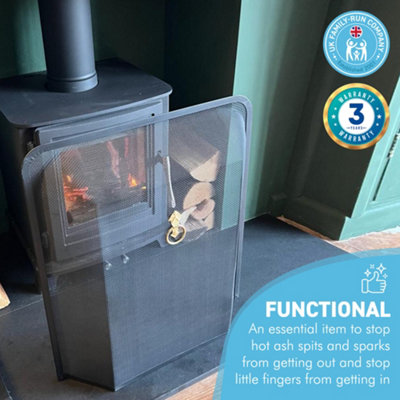 Black powder-coated FIRESIDE FIREGUARD SPARK GUARD FIRE SCREEN with ...