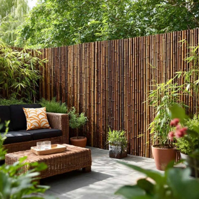 Black Premium Thick Bamboo Cane Fencing Screening Rolls 1.9m(L) x 1.2m(H)