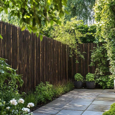 Black Premium Thick Bamboo Cane Fencing Screening Rolls 1.9m(L) x 1.8m(H)