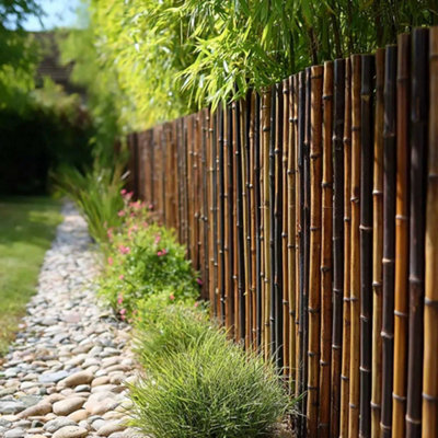 Black Premium Thick Bamboo Cane Fencing Screening Rolls 1.9m(L) x 1.8m(H)