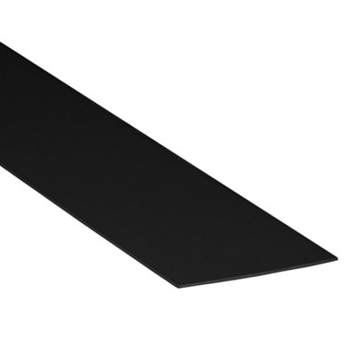 Black PVC Flat Strip Bar, 100mm x 1.5mm x 3 Metre, Solid Plastic Profile