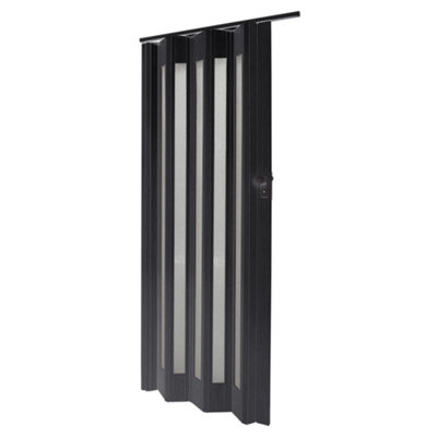 Black PVC Folding Interior Door Indoor Door Accordion Door Thickness 10 mm