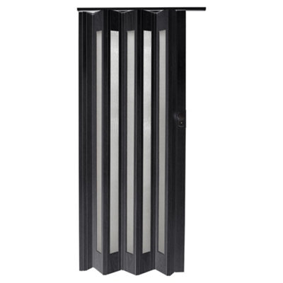 Black PVC Folding Interior Door Indoor Door Accordion Door Thickness 10 mm