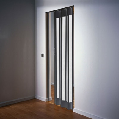 Black PVC Folding Interior Door Indoor Door Accordion Door Thickness 6 mm