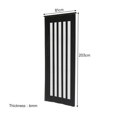 Black PVC Folding Interior Door Indoor Door Accordion Door Thickness 6 mm