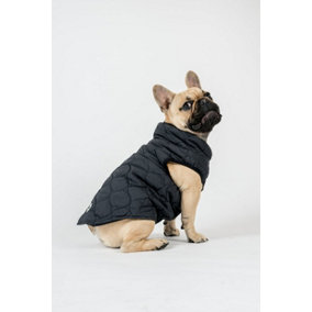 Black Quilted Waterproof Dog Coat Medium