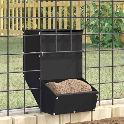 Black Rabbit Feeder 17.5x26x28.5cm Cold-Rolled Steel, Includes Wire Hooks