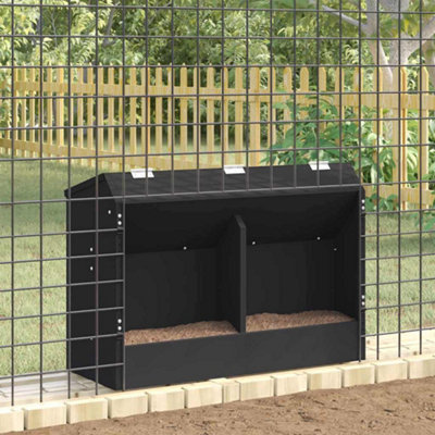 Black Rabbit Feeder with Clips 64.5x25.5x45.5cm Cold-Rolled Steel