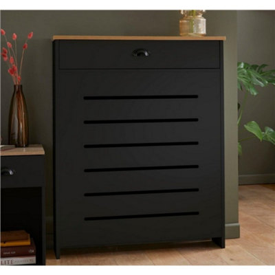 Black Radiator Cover Cabinet Traditional Modern MDF Wood Horizontal ...