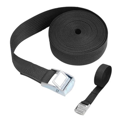 Black Ratchet Tie Down, (W)25mm Adjustable Buckled Straps (L)1M