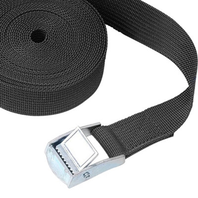 Black Ratchet Tie Down, (W)25mm Adjustable Buckled Straps (L)1M