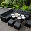 Black Rattan Corner Furniture Set Premium 9 Seater Dining Cushions Sofa Seat  Table Stools FREE Cover