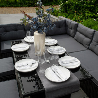 Black rattan corner on sale garden furniture