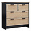 Black Rattan Effect 4 Drawer Chest Sideboard Clothes Cabinet Hallway Accent Cabinet