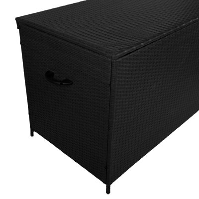 Black Rattan Garden Storage Box Large 582L Outdoor Chest