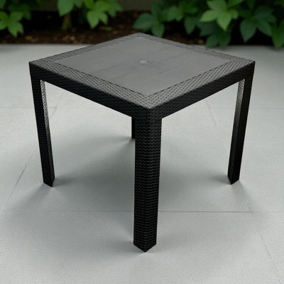 Black Rattan Wicker Garden Table BE Furniture