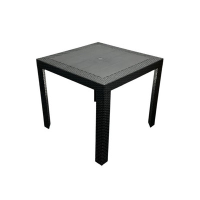Black Rattan Wicker Garden Table BE Furniture