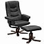 Black Recliner Armchair Swivel PU Leather Reclining Chair with Footstool