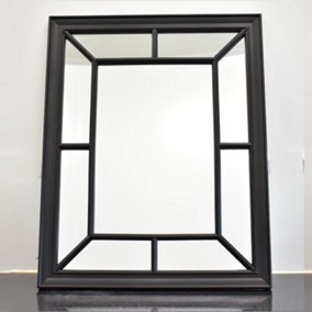 Black Rectangle Antique Window Wall Mirror Window Style 60X76Cm