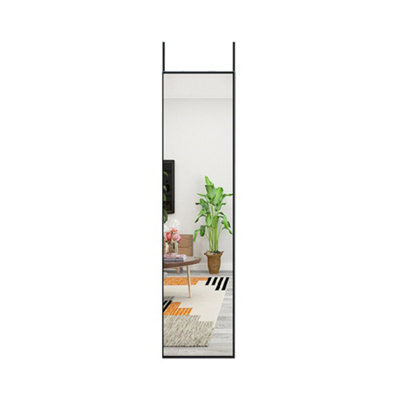Black Rectangle Full Length Mirror Wall Mounted or Over The Door Floor Mirror Framed Mirror 37 x 147 cm
