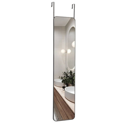 Black Rectangle Full Length Mirror Wall Mounted or Over The Door Floor Mirror Framed Mirror Round Corner 28 x 118 cm