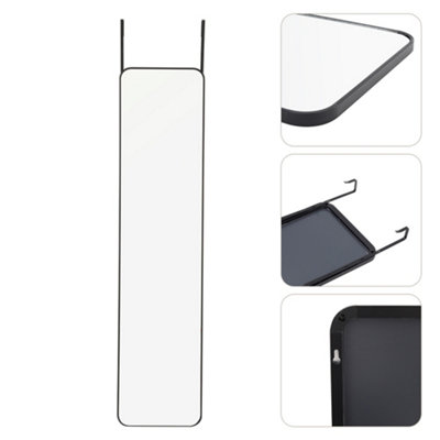 Black Rectangle Full Length Mirror Wall Mounted or Over The Door Floor Mirror Framed Mirror Round Corner 28 x 118 cm