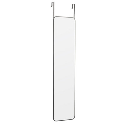 Black Rectangle Full Length Mirror Wall Mounted or Over The Door Floor Mirror Framed Mirror Round Corner 28 x 118 cm