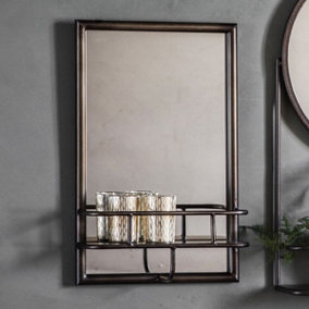 Black Rectangle Wall Mirror With Shelf - SE Home