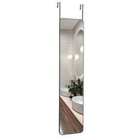 Black Rectangular Framed Full Length Mirror Dressing Mirror Wall Mounted or Over Door Round Corner 28 x 118 cm