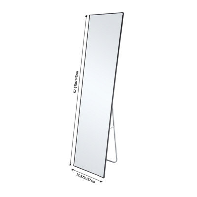 Black Rectangular Full Length Framed Mirror Freestanding or Wall Mounted Floor Mirror Dressing Mirror 147 cm x 37 cm