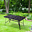 Black Rectangular Garden Tempered Glass Marble Coffee Table with Umbrella Hole 120cm